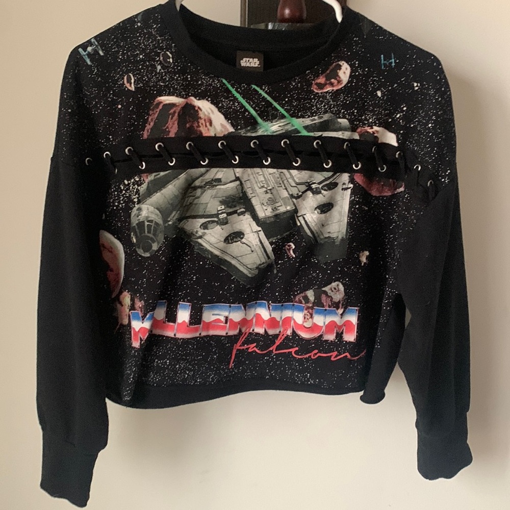 Star Wars Lace Up Long Sleeve Crop Sweatshirt